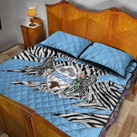 Personalized Botswana Quilt Bed Set Coat Of Arms With Map - African and Zebra Patterns