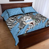Personalized Botswana Quilt Bed Set Coat Of Arms With Map - African and Zebra Patterns