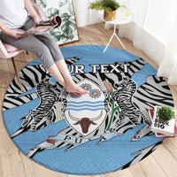 Personalized Botswana Round Carpet Coat Of Arms With Map - African and Zebra Patterns