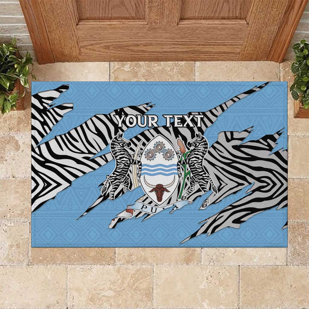 Personalized Botswana Rubber Doormat Coat Of Arms With Map - African and Zebra Patterns