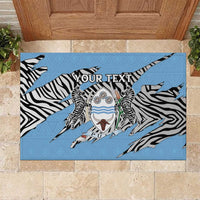 Personalized Botswana Rubber Doormat Coat Of Arms With Map - African and Zebra Patterns