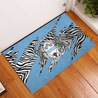 Personalized Botswana Rubber Doormat Coat Of Arms With Map - African and Zebra Patterns
