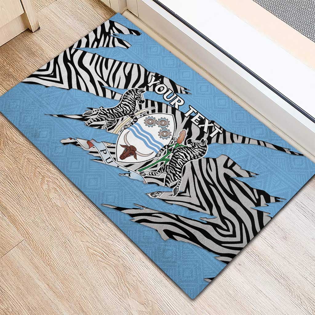 Personalized Botswana Rubber Doormat Coat Of Arms With Map - African and Zebra Patterns