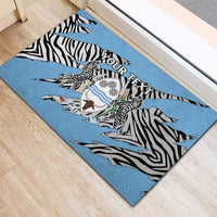 Personalized Botswana Rubber Doormat Coat Of Arms With Map - African and Zebra Patterns