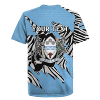 Personalized Botswana Rugby Jersey Coat Of Arms With Map - African and Zebra Patterns