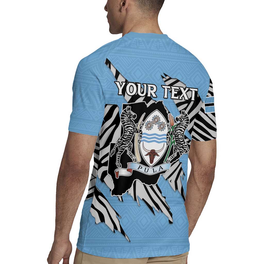 Personalized Botswana Rugby Jersey Coat Of Arms With Map - African and Zebra Patterns