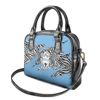 Personalized Botswana Shoulder Handbag Coat Of Arms With Map - African and Zebra Patterns