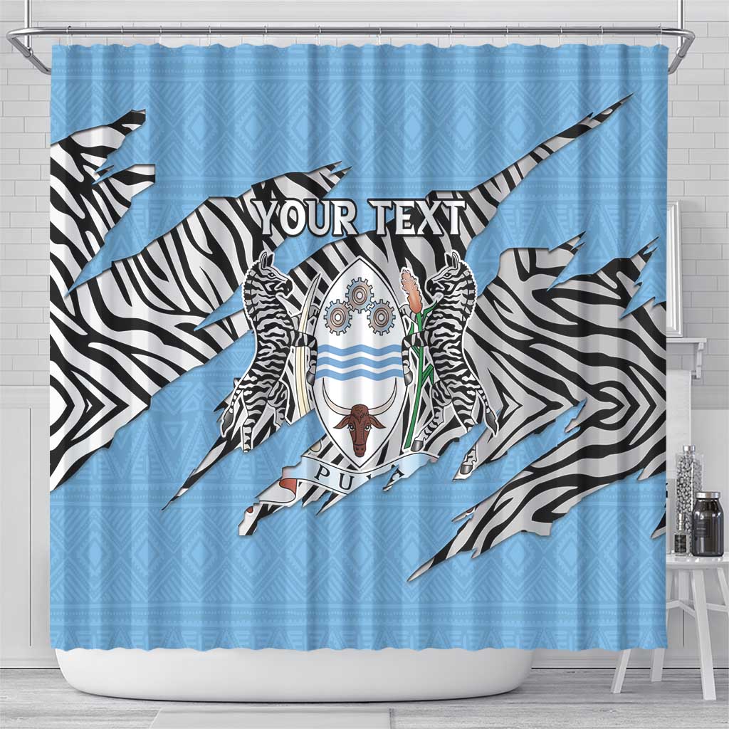Personalized Botswana Shower Curtain Coat Of Arms With Map - African and Zebra Patterns