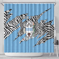 Personalized Botswana Shower Curtain Coat Of Arms With Map - African and Zebra Patterns