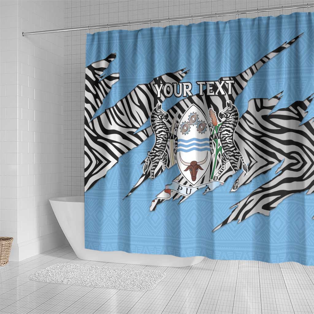 Personalized Botswana Shower Curtain Coat Of Arms With Map - African and Zebra Patterns