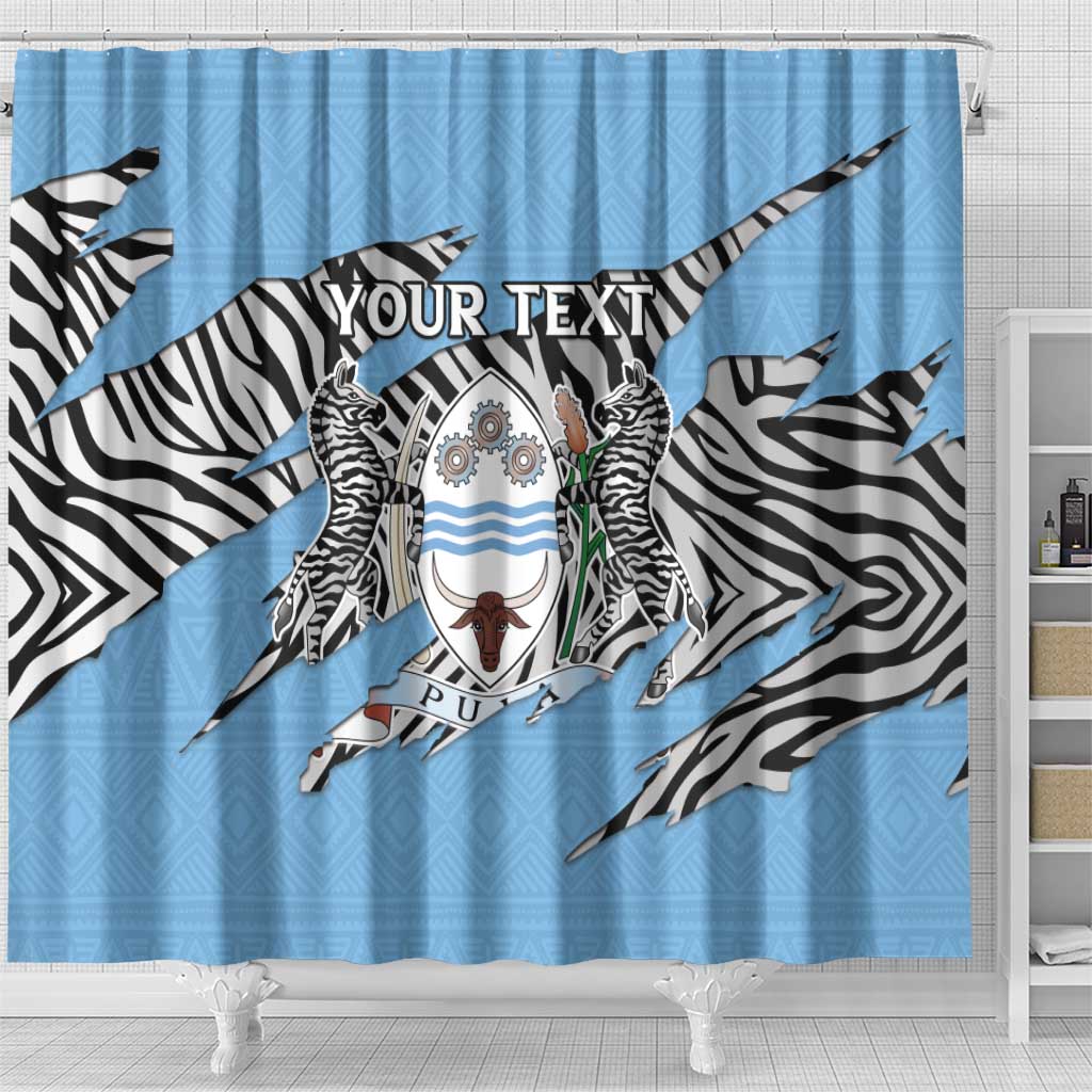 Personalized Botswana Shower Curtain Coat Of Arms With Map - African and Zebra Patterns