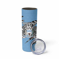 Personalized Botswana Skinny Tumbler Coat Of Arms With Map - African and Zebra Patterns