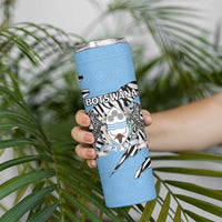 Personalized Botswana Skinny Tumbler Coat Of Arms With Map - African and Zebra Patterns
