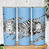 Personalized Botswana Skinny Tumbler Coat Of Arms With Map - African and Zebra Patterns