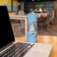 Personalized Botswana Skinny Tumbler Coat Of Arms With Map - African and Zebra Patterns