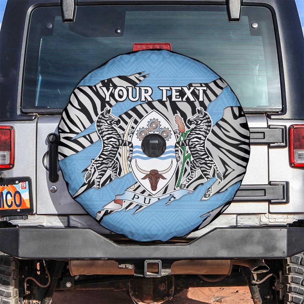 Personalized Botswana Spare Tire Cover Coat Of Arms With Map - African and Zebra Patterns