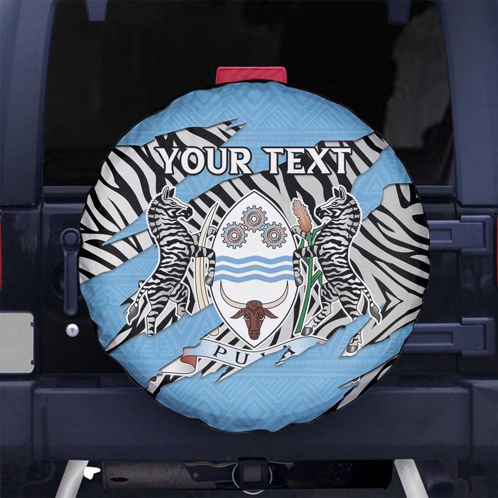 Personalized Botswana Spare Tire Cover Coat Of Arms With Map - African and Zebra Patterns