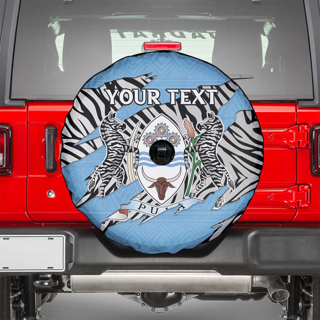 Personalized Botswana Spare Tire Cover Coat Of Arms With Map - African and Zebra Patterns