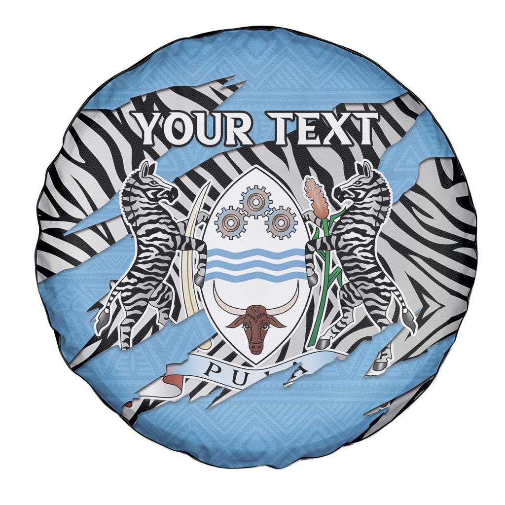 Personalized Botswana Spare Tire Cover Coat Of Arms With Map - African and Zebra Patterns