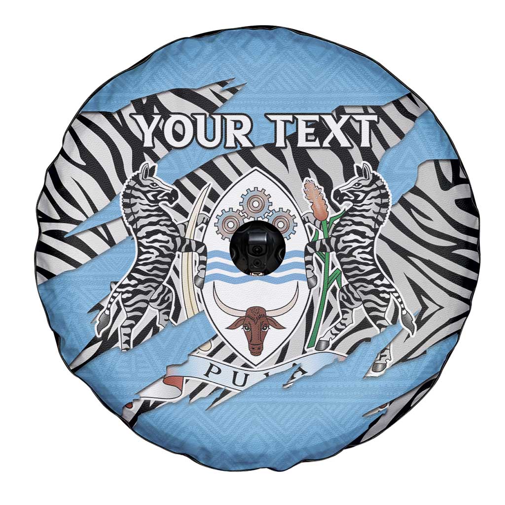 Personalized Botswana Spare Tire Cover Coat Of Arms With Map - African and Zebra Patterns