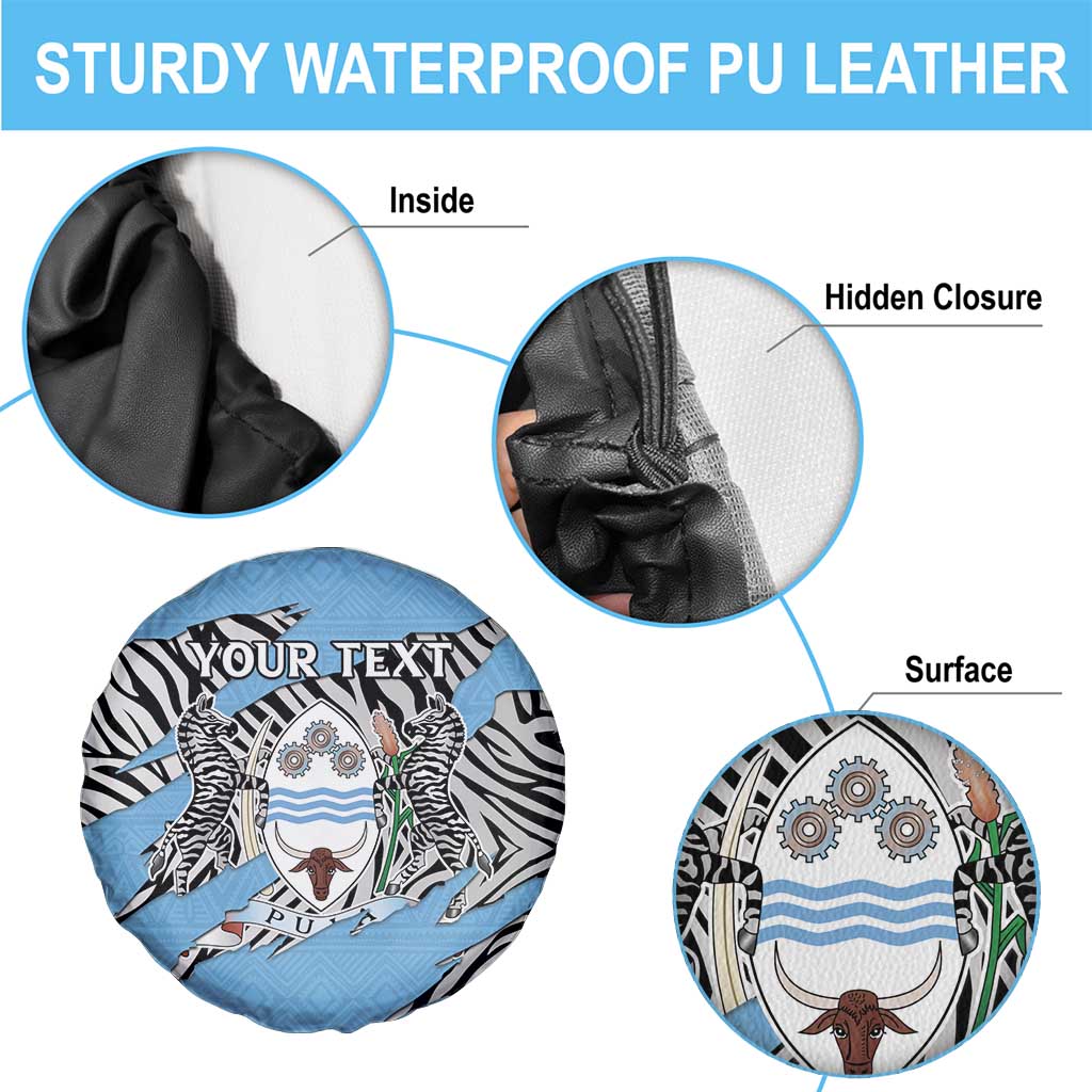 Personalized Botswana Spare Tire Cover Coat Of Arms With Map - African and Zebra Patterns
