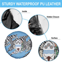 Personalized Botswana Spare Tire Cover Coat Of Arms With Map - African and Zebra Patterns