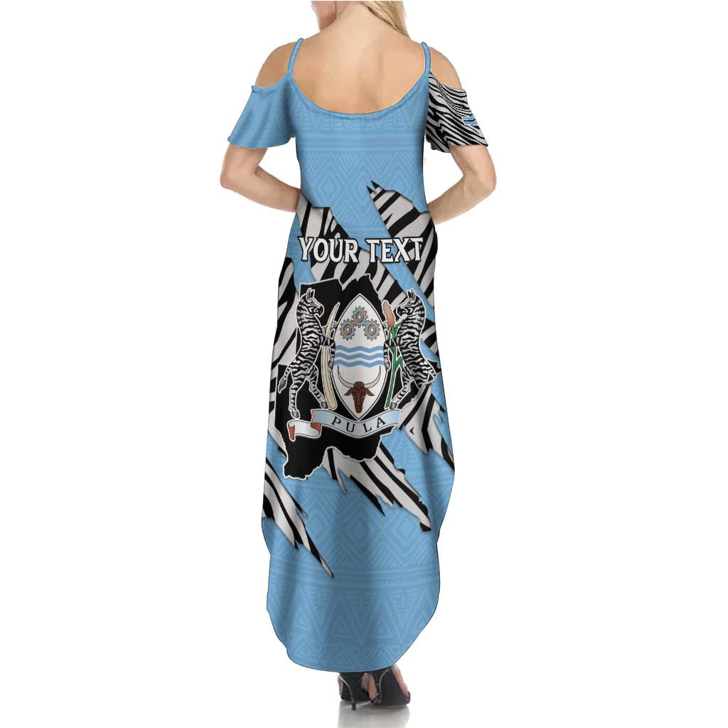 Personalized Botswana Summer Maxi Dress Coat Of Arms With Map - African and Zebra Patterns