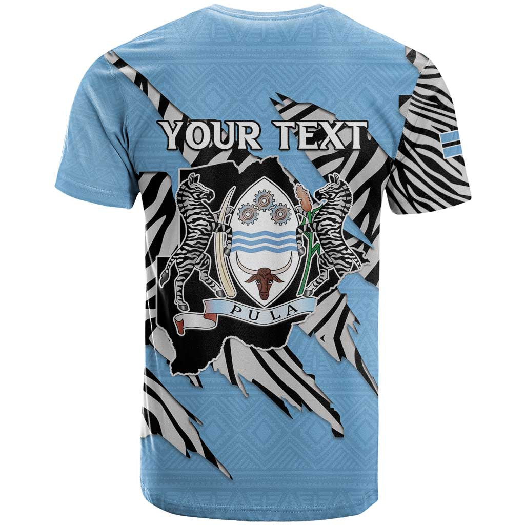Personalized Botswana T Shirt Coat Of Arms With Map - African and Zebra Patterns