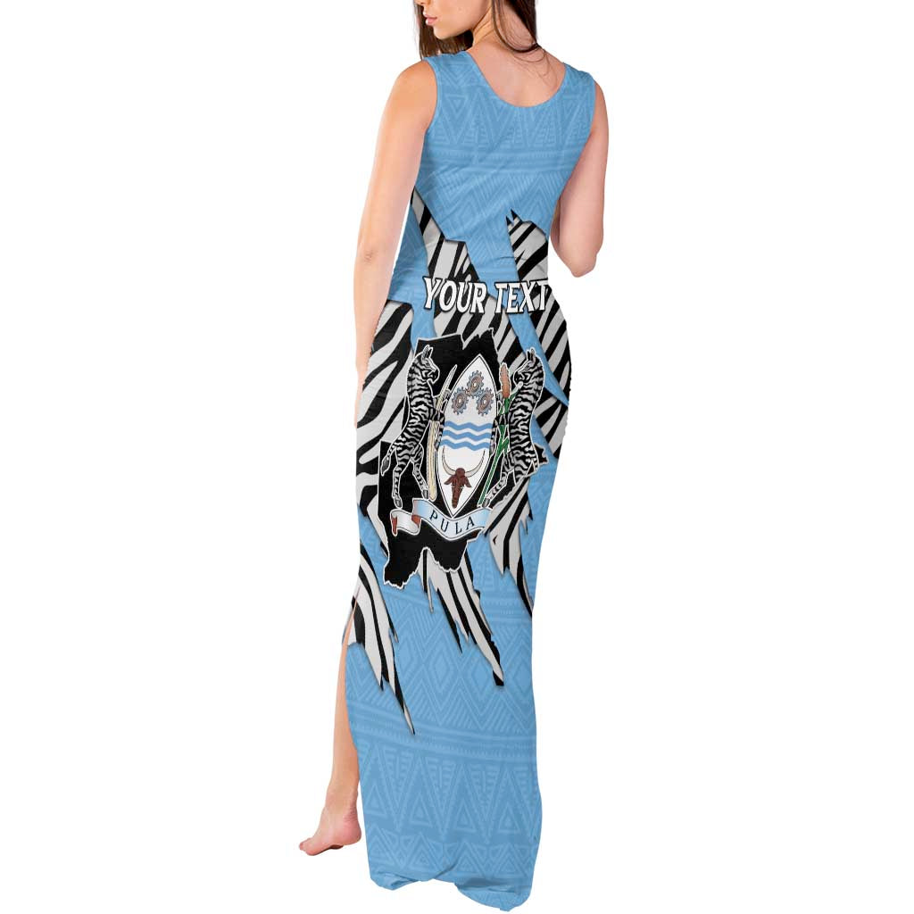 Personalized Botswana Tank Maxi Dress Coat Of Arms With Map - African and Zebra Patterns