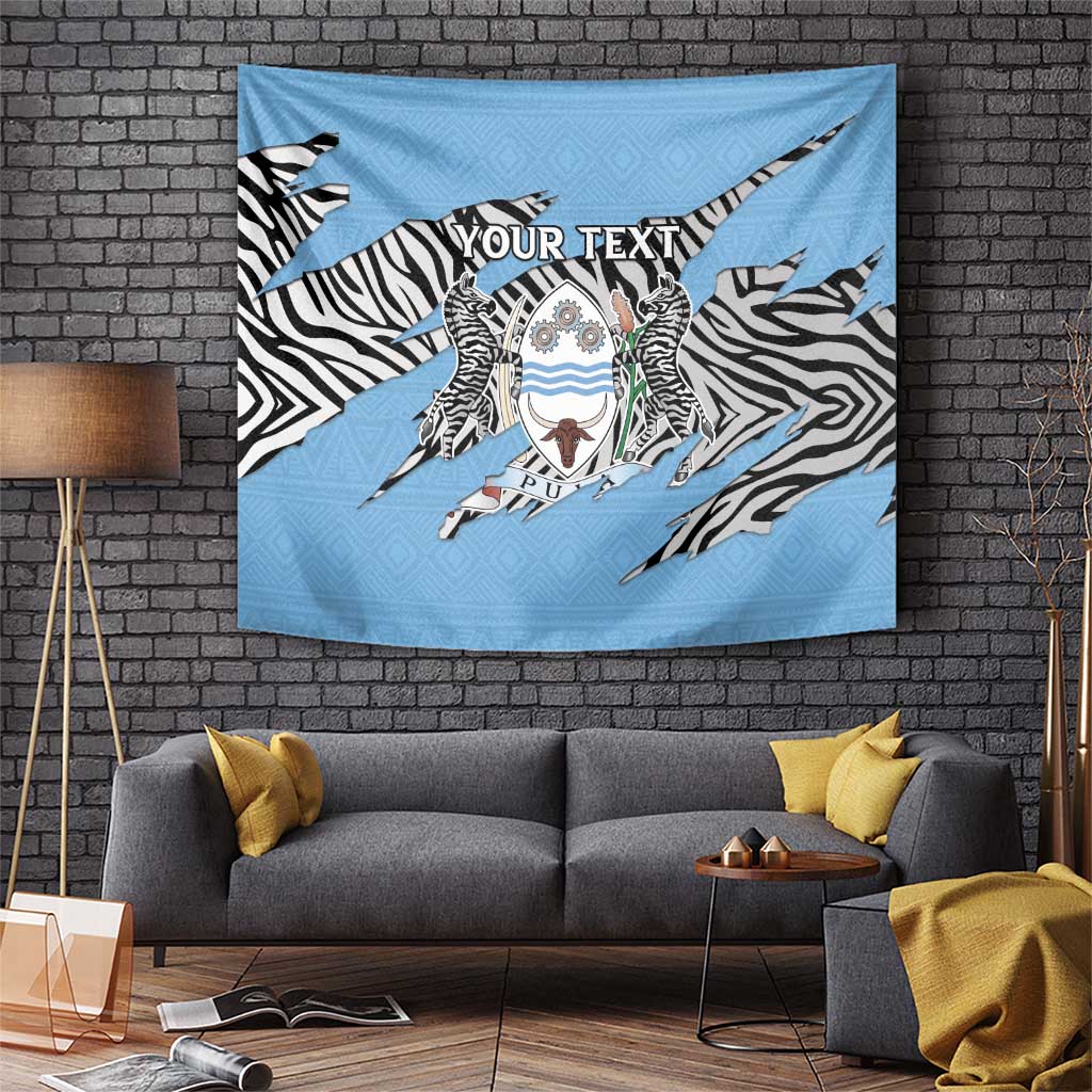 Personalized Botswana Tapestry Coat Of Arms With Map - African and Zebra Patterns