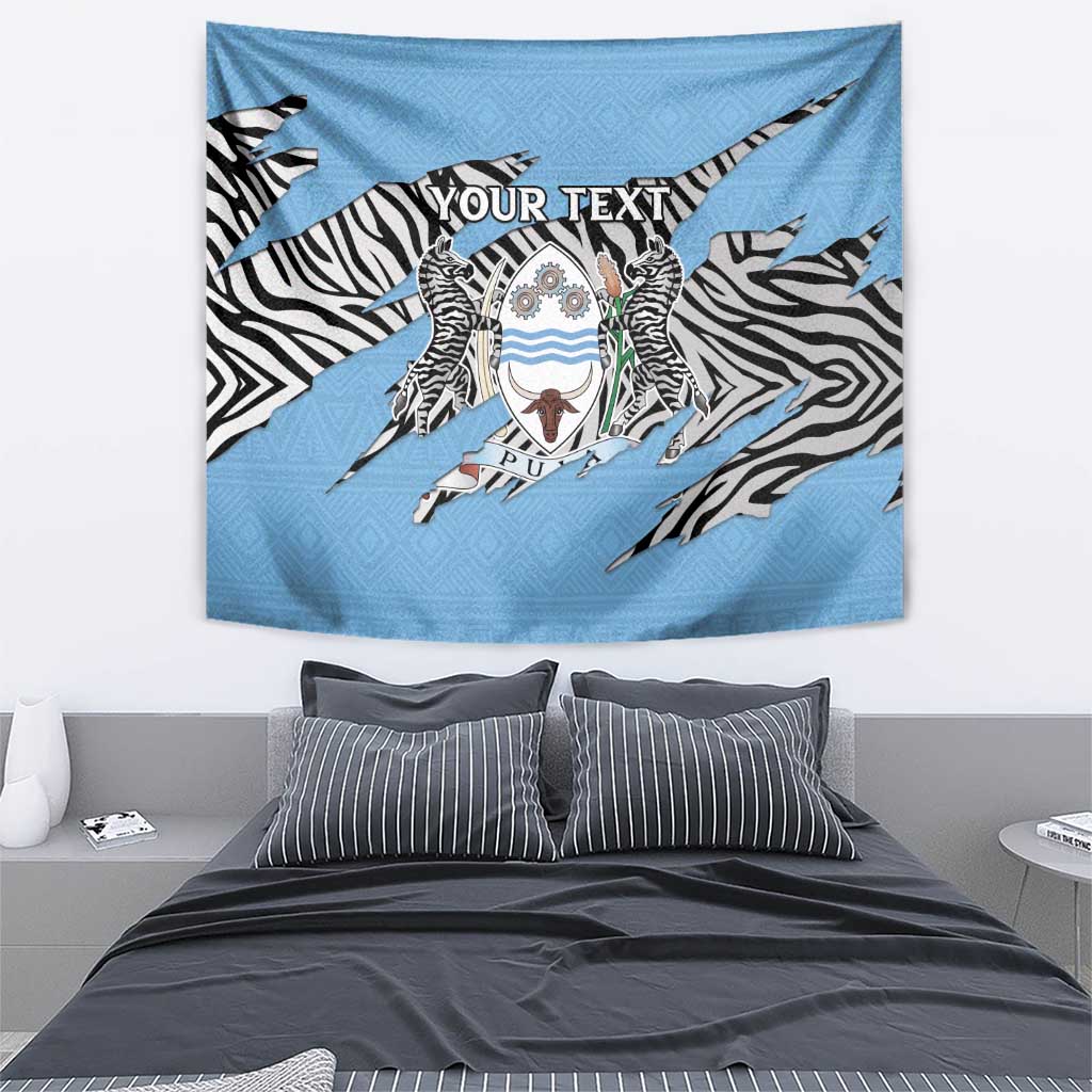 Personalized Botswana Tapestry Coat Of Arms With Map - African and Zebra Patterns