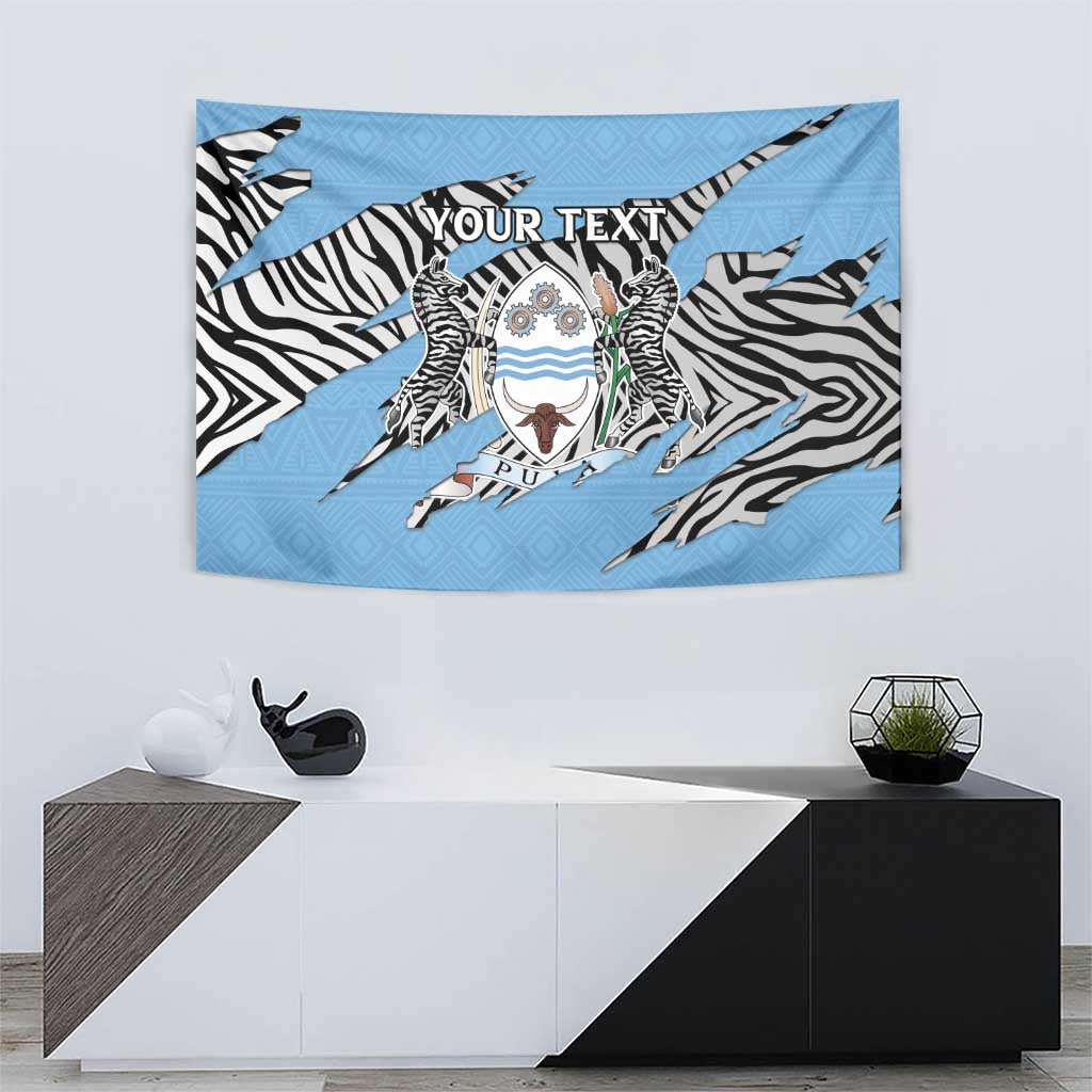 Personalized Botswana Tapestry Coat Of Arms With Map - African and Zebra Patterns