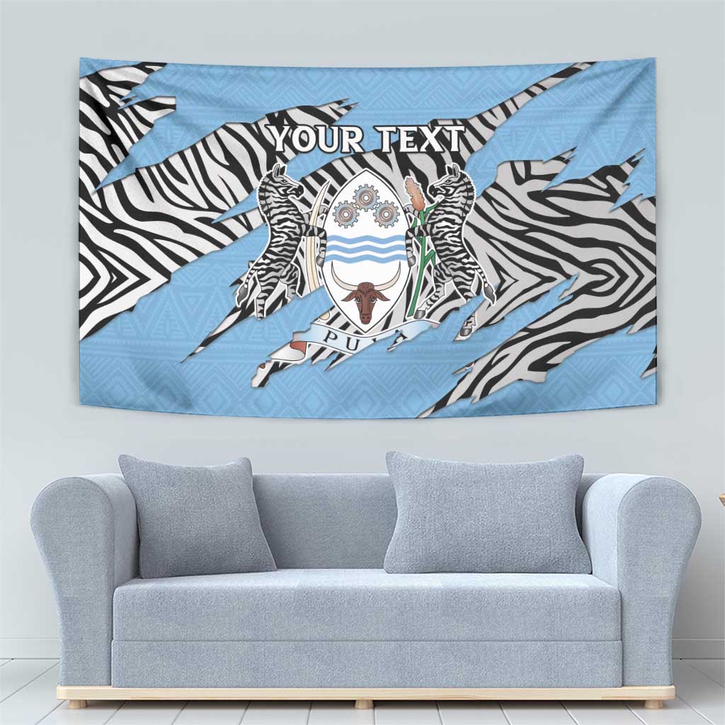 Personalized Botswana Tapestry Coat Of Arms With Map - African and Zebra Patterns
