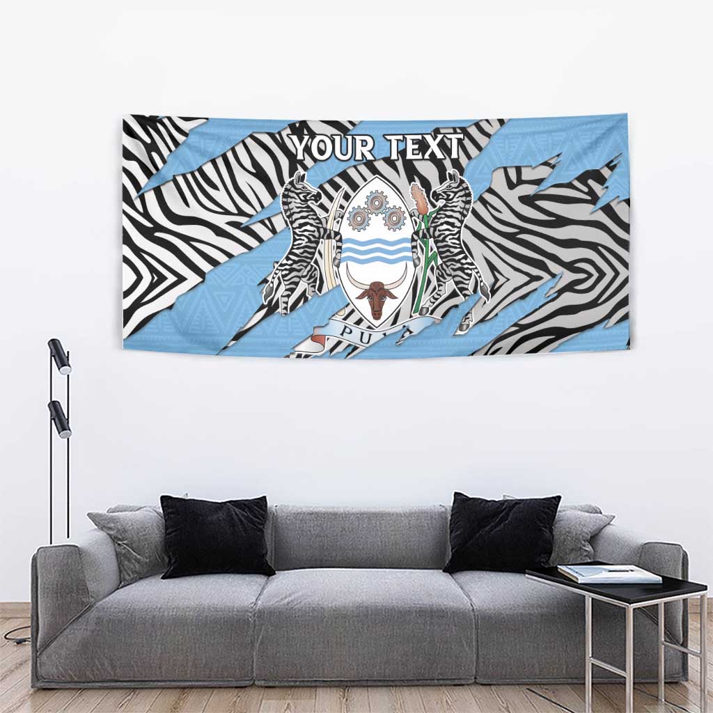 Personalized Botswana Tapestry Coat Of Arms With Map - African and Zebra Patterns