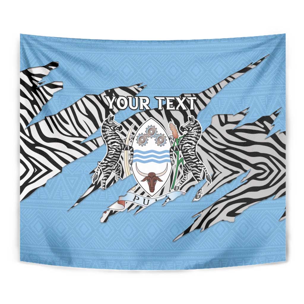 Personalized Botswana Tapestry Coat Of Arms With Map - African and Zebra Patterns