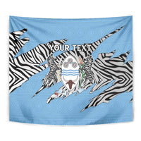 Personalized Botswana Tapestry Coat Of Arms With Map - African and Zebra Patterns
