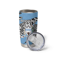 Personalized Botswana Tumbler Cup Coat Of Arms With Map - African and Zebra Patterns