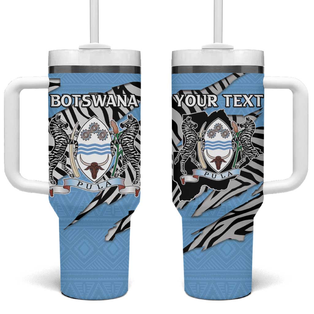Personalized Botswana Tumbler With Handle Coat Of Arms With Map - African and Zebra Patterns