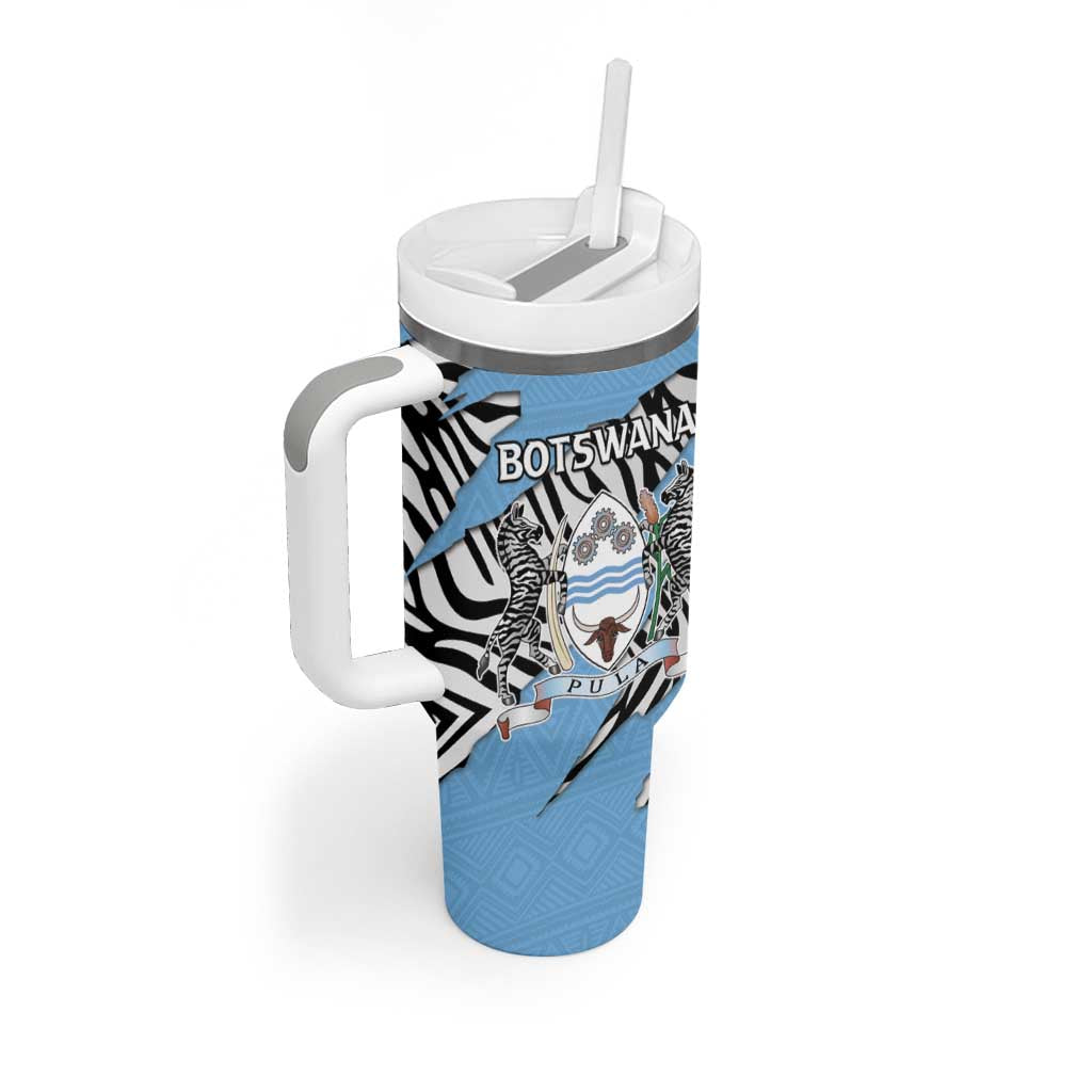 Personalized Botswana Tumbler With Handle Coat Of Arms With Map - African and Zebra Patterns