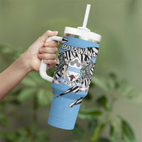 Personalized Botswana Tumbler With Handle Coat Of Arms With Map - African and Zebra Patterns
