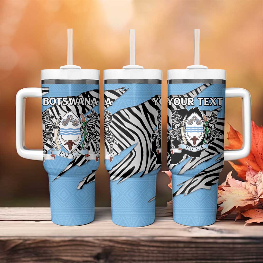 Personalized Botswana Tumbler With Handle Coat Of Arms With Map - African and Zebra Patterns