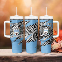 Personalized Botswana Tumbler With Handle Coat Of Arms With Map - African and Zebra Patterns