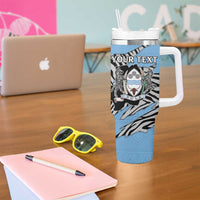 Personalized Botswana Tumbler With Handle Coat Of Arms With Map - African and Zebra Patterns