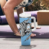 Personalized Botswana Tumbler With Handle Coat Of Arms With Map - African and Zebra Patterns