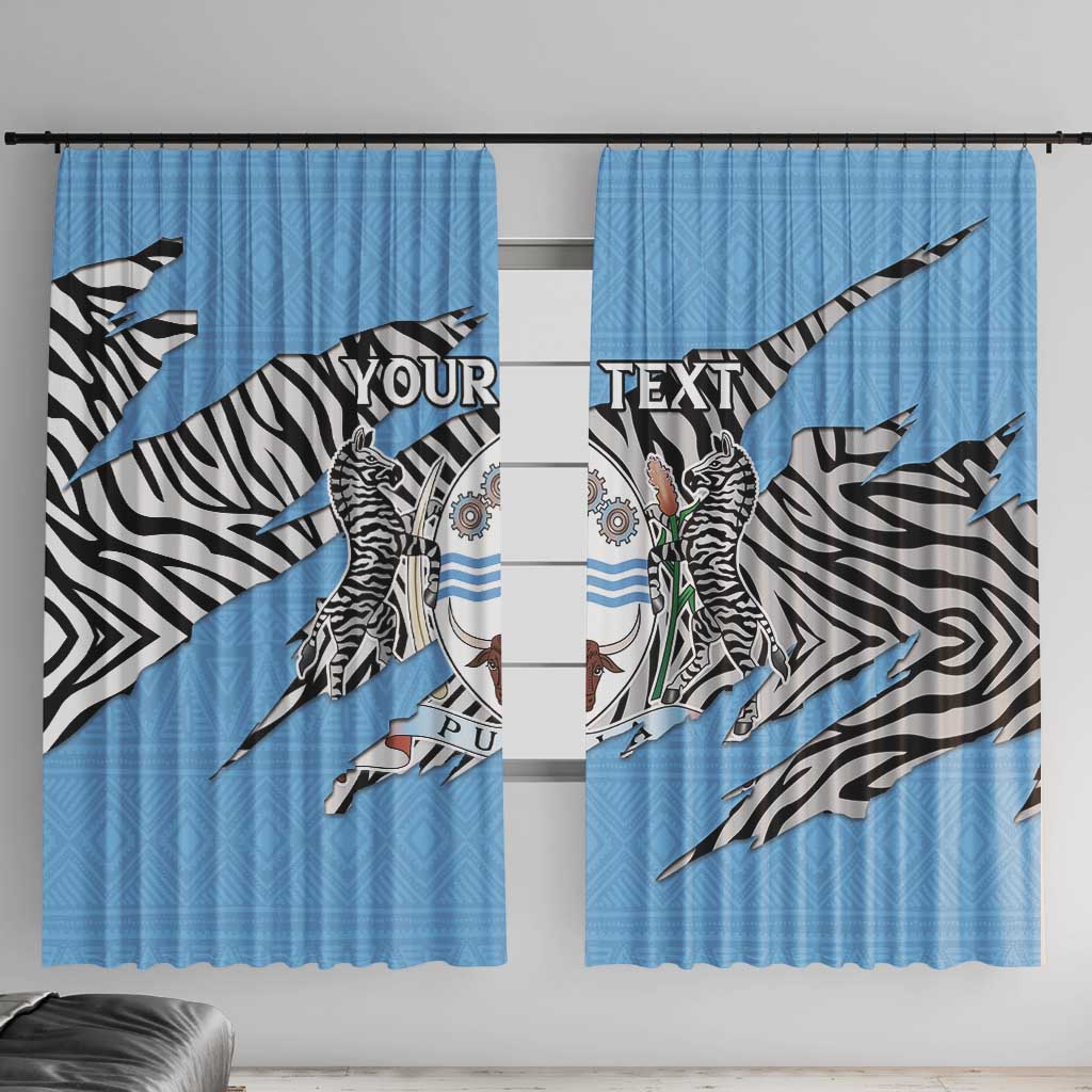 Personalized Botswana Window Curtain Coat Of Arms With Map - African and Zebra Patterns