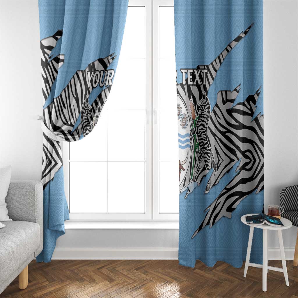Personalized Botswana Window Curtain Coat Of Arms With Map - African and Zebra Patterns