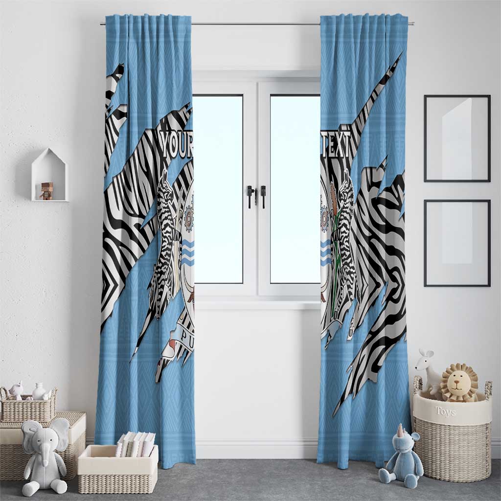 Personalized Botswana Window Curtain Coat Of Arms With Map - African and Zebra Patterns