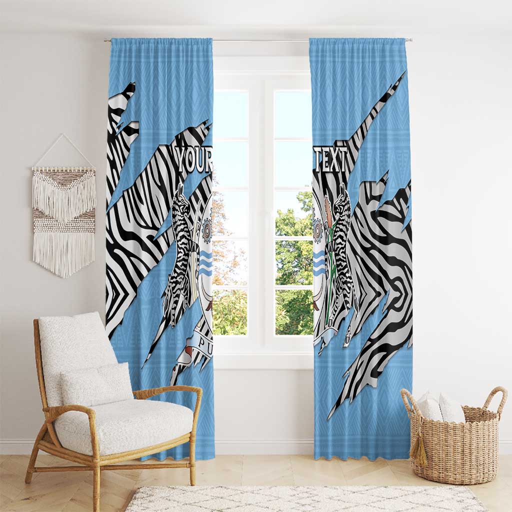 Personalized Botswana Window Curtain Coat Of Arms With Map - African and Zebra Patterns