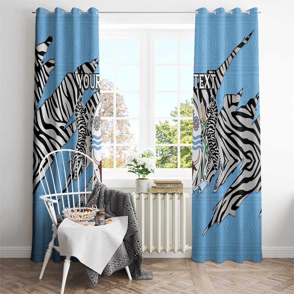 Personalized Botswana Window Curtain Coat Of Arms With Map - African and Zebra Patterns