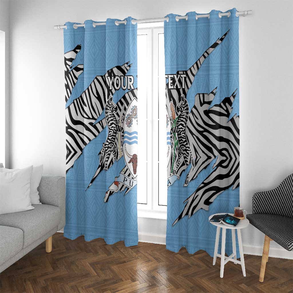 Personalized Botswana Window Curtain Coat Of Arms With Map - African and Zebra Patterns